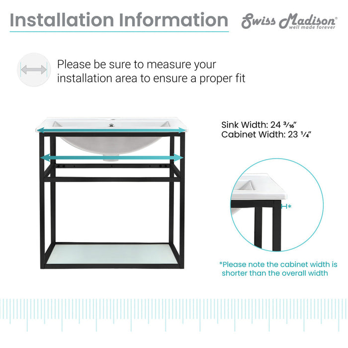 Swiss Madison Pierre 24 Single, Metal Frame, Open Shelf, Bathroom Vanity - SM-BV552