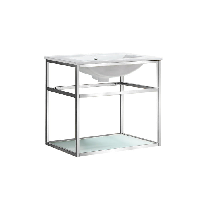 Swiss Madison Pierre 24 Single, Open Shelf, Chrome Metal Frame Bathroom Vanity - SM-BV552C