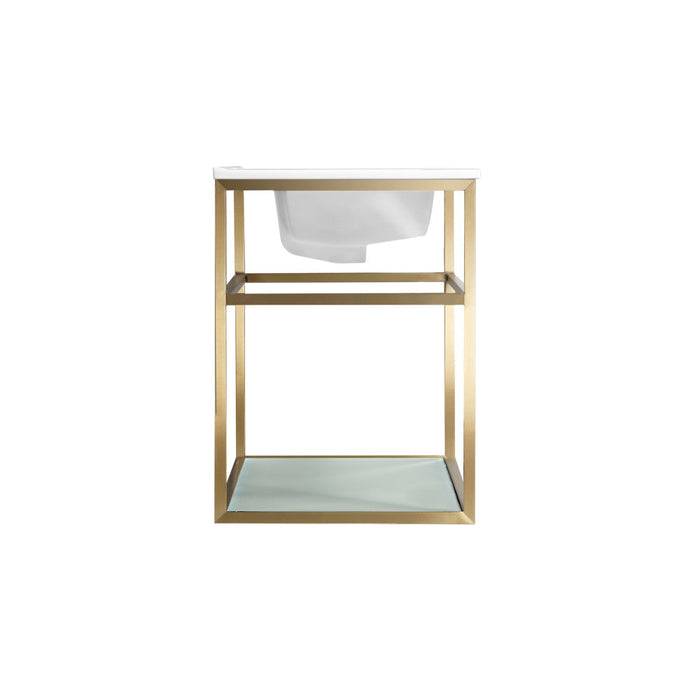 Swiss Madison Pierre 24 Single, Open Shelf, Gold Metal Frame Bathroom Vanity - SM-BV552G