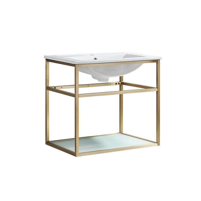 Swiss Madison Pierre 24 Single, Open Shelf, Gold Metal Frame Bathroom Vanity - SM-BV552G