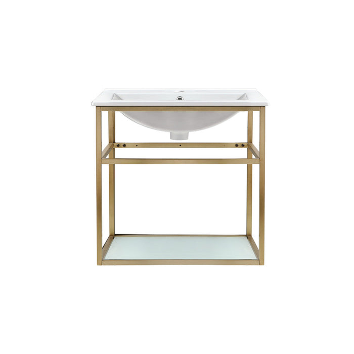 Swiss Madison Pierre 24 Single, Open Shelf, Gold Metal Frame Bathroom Vanity - SM-BV552G