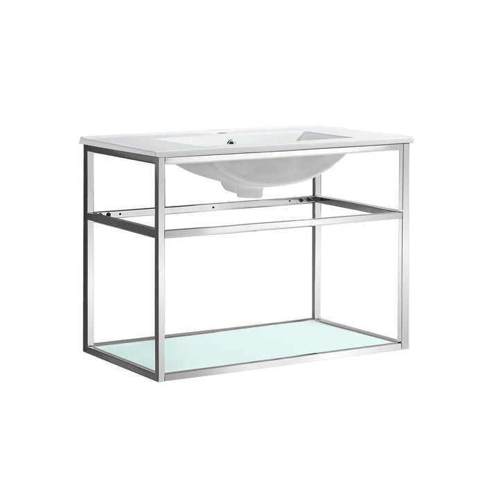 Swiss Madison Pierre 30 Single, Open Shelf, Chrome Metal Frame Bathroom Vanity - SM-BV556C