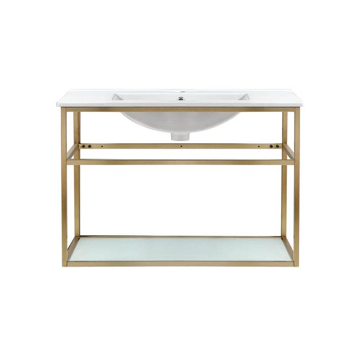 Swiss Madison Pierre 30 Single, Open Shelf, Gold Metal Frame Bathroom Vanity - SM-BV556G