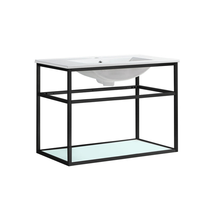 Swiss Madison Pierre 30 Single, Open Shelf, Matte Black Metal Frame Bathroom Vanity - SM-BV556MB