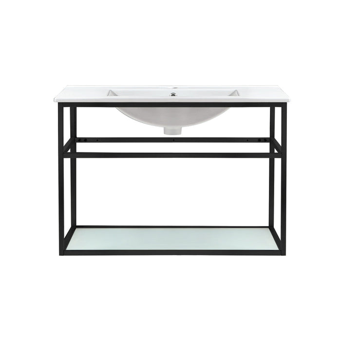 Swiss Madison Pierre 30 Single, Open Shelf, Matte Black Metal Frame Bathroom Vanity - SM-BV556MB