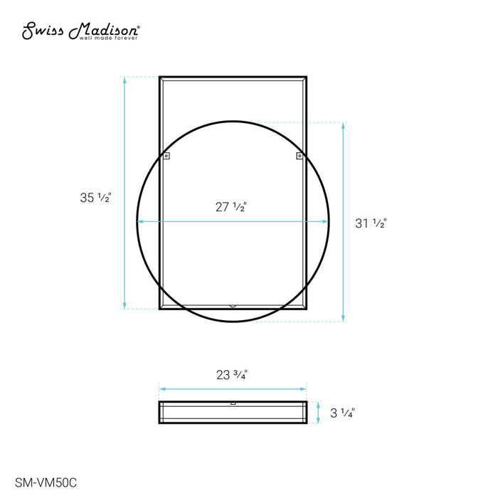 Swiss Madison Pierre 35.5" Vanity Mirror in Chrome - SM-VM50C