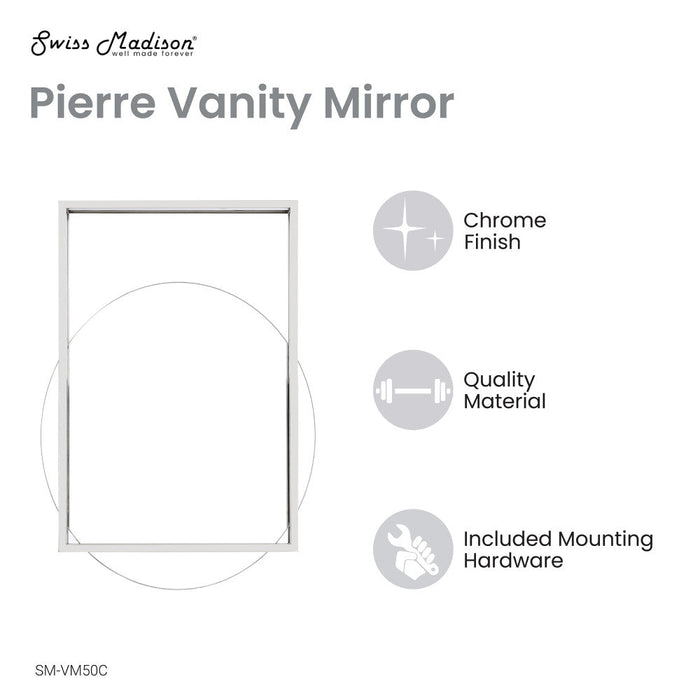 Swiss Madison Pierre 35.5" Vanity Mirror in Chrome - SM-VM50C