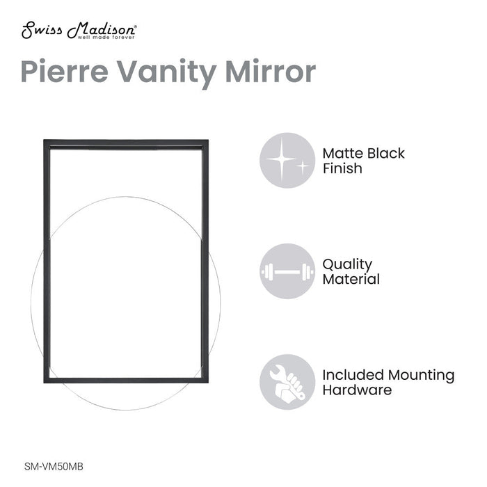 Swiss Madison Pierre 35.5" Vanity Mirror in Matte Black - SM-VM50MB