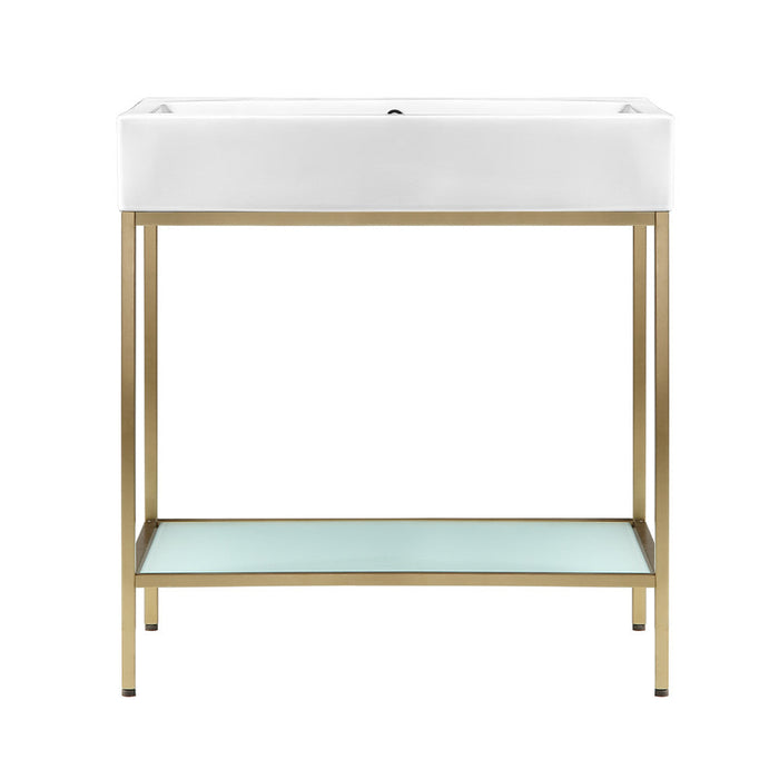 Swiss Madison Pierre 32 Single, Freestanding, Open Shelf, Gold Metal Frame Bathroom Vanity - SM-BV72G