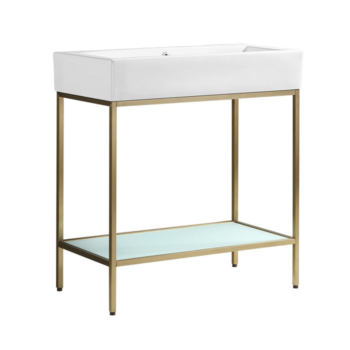 Swiss Madison Pierre 32 Single, Freestanding, Open Shelf, Gold Metal Frame Bathroom Vanity - SM-BV72G