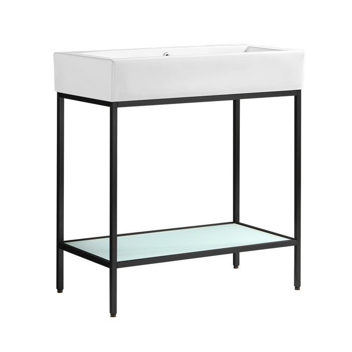 Swiss Madison Pierre 32 Single, Freestanding, Open Shelf, Matte Black Metal Frame Bathroom Vanity - SM-BV72MB