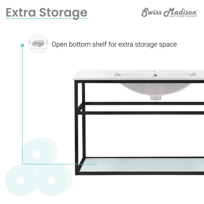 Swiss Madison Pierre 36 Single, Metal Frame, Open Shelf, Bathroom Vanity - SM-BV553