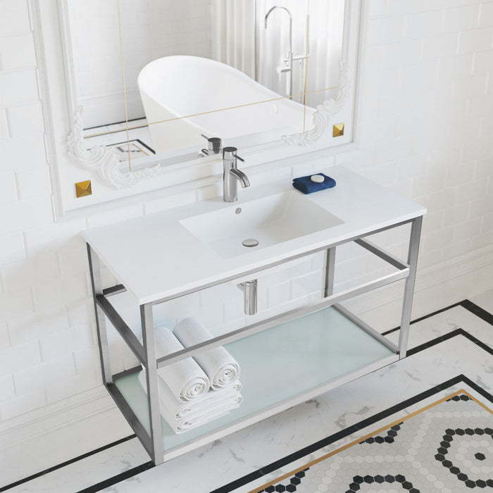 Swiss Madison Pierre 36 Single, Open Shelf, Chrome Metal Frame Bathroom Vanity - SM-BV553C