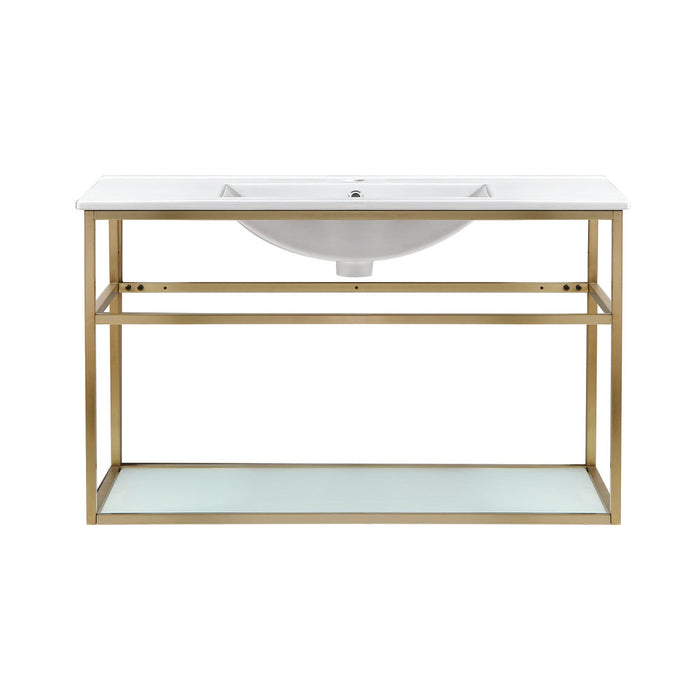 Swiss Madison Pierre 36 Single, Open Shelf, Gold Metal Frame Bathroom Vanity - SM-BV553G