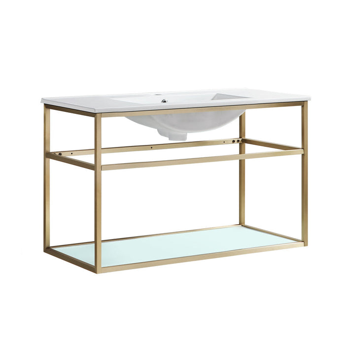 Swiss Madison Pierre 36 Single, Open Shelf, Gold Metal Frame Bathroom Vanity - SM-BV553G