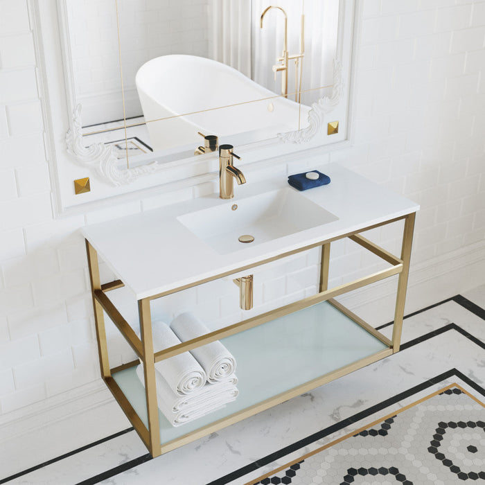 Swiss Madison Pierre 36 Single, Open Shelf, Gold Metal Frame Bathroom Vanity - SM-BV553G