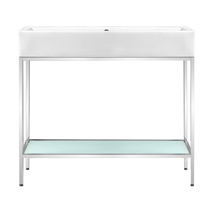 Swiss Madison Pierre 40 Single, Freestanding, Open Shelf, Chrome Metal Frame Bathroom Vanity - SM-BV73C