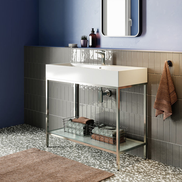 Swiss Madison Pierre 40 Single, Freestanding, Open Shelf, Chrome Metal Frame Bathroom Vanity - SM-BV73C