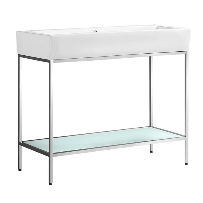 Swiss Madison Pierre 40 Single, Freestanding, Open Shelf, Chrome Metal Frame Bathroom Vanity - SM-BV73C