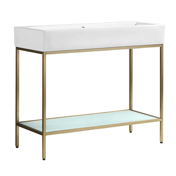 Swiss Madison Pierre 40 Single, Freestanding, Open Shelf, Gold Metal Frame Bathroom Vanity - SM-BV73G