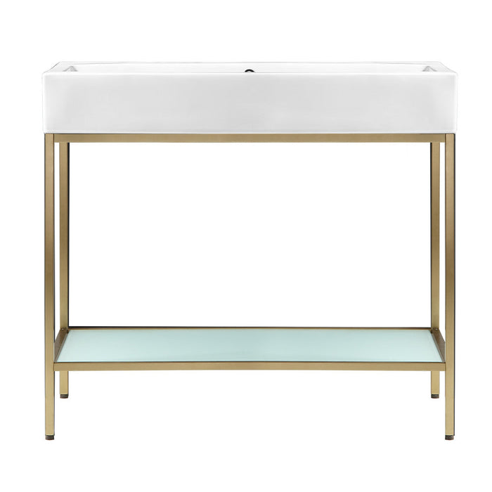 Swiss Madison Pierre 40 Single, Freestanding, Open Shelf, Gold Metal Frame Bathroom Vanity - SM-BV73G