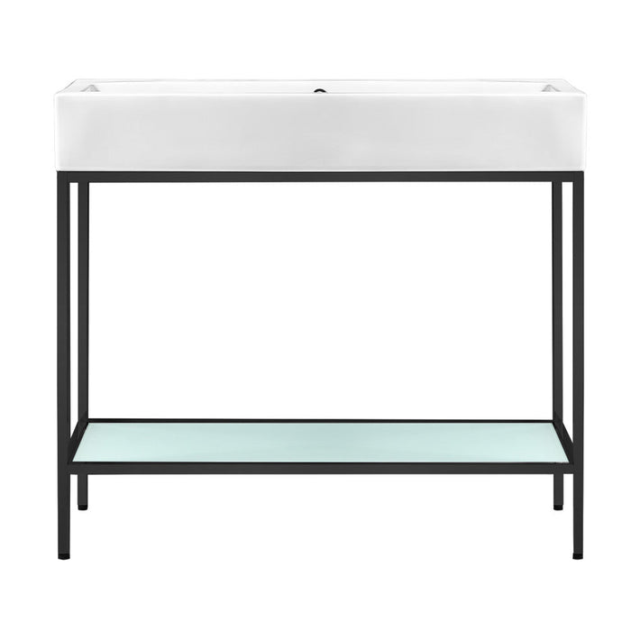 Swiss Madison Pierre 40 Single, Freestanding, Open Shelf, Matte Black Metal Frame Bathroom Vanity - SM-BV73MB