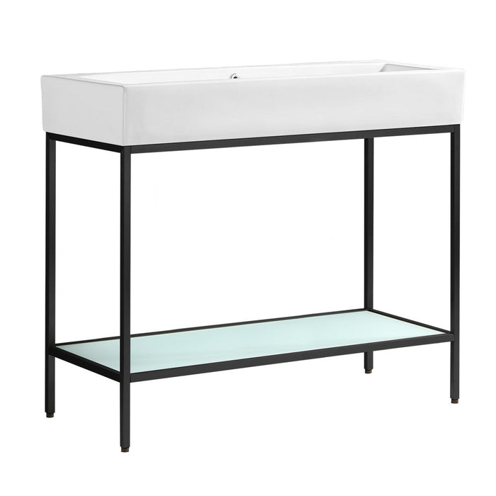 Swiss Madison Pierre 40 Single, Freestanding, Open Shelf, Matte Black Metal Frame Bathroom Vanity - SM-BV73MB