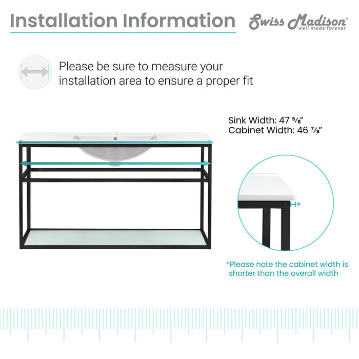 Swiss Madison Pierre 48 Single, Metal Frame, Open Shelf, Bathroom Vanity - SM-BV554