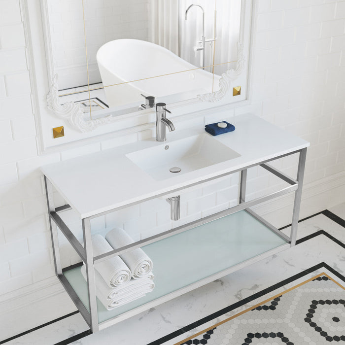 Swiss Madison Pierre 48 Single, Open Shelf, Chrome Metal Frame Bathroom Vanity - SM-BV554C