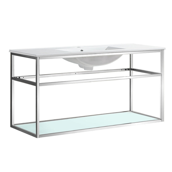 Swiss Madison Pierre 48 Single, Open Shelf, Chrome Metal Frame Bathroom Vanity - SM-BV554C