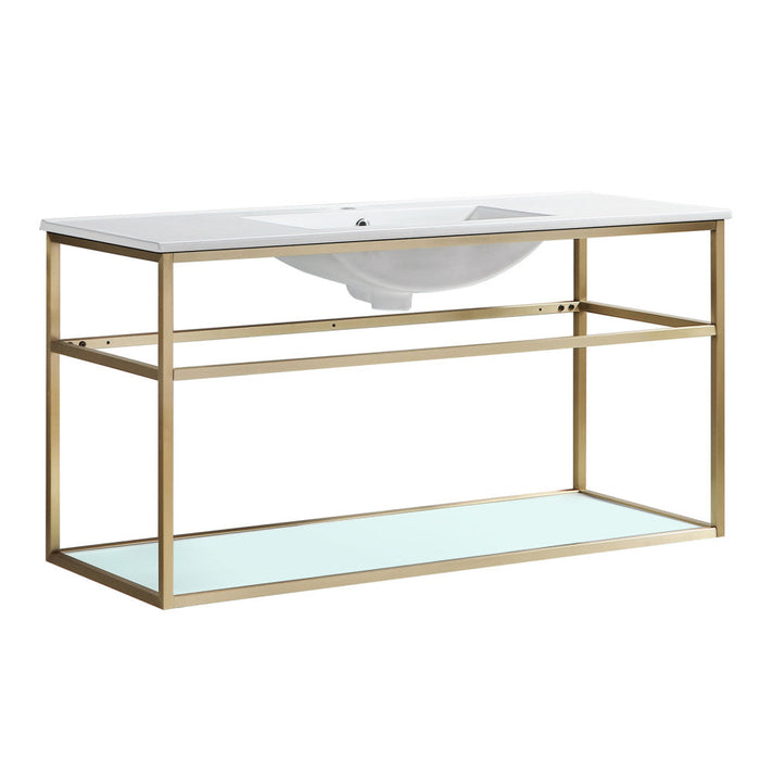 Swiss Madison Pierre 48 Single, Open Shelf, Gold Metal Frame Bathroom Vanity - SM-BV554G