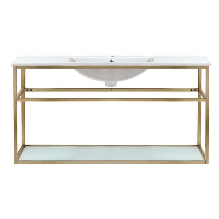 Swiss Madison Pierre 48 Single, Open Shelf, Gold Metal Frame Bathroom Vanity - SM-BV554G