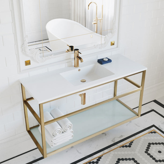 Swiss Madison Pierre 48 Single, Open Shelf, Gold Metal Frame Bathroom Vanity - SM-BV554G