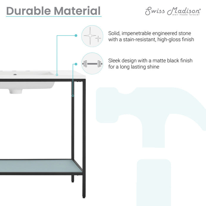 Swiss Madison Pierre 72 Double, Freestanding, Open Shelf, Matte Black Metal Frame Bathroom Vanity - SM-BV172