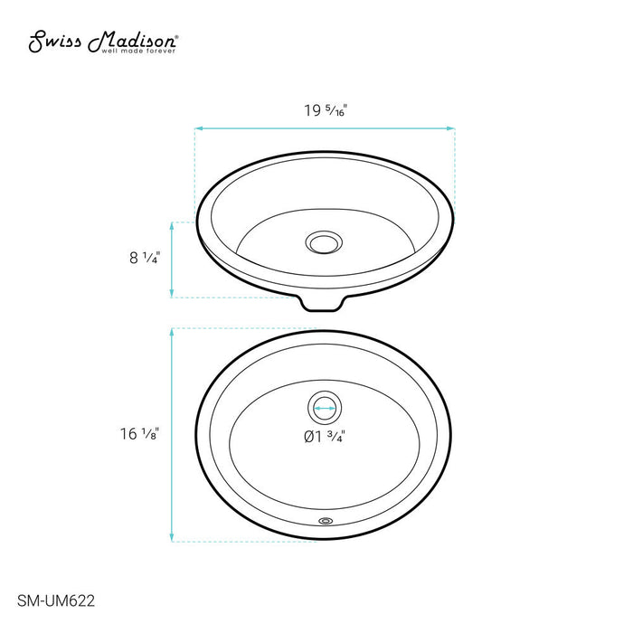 Swiss Madison Monaco 19 Oval Under-Mount Bathroom Sink - SM-UM622