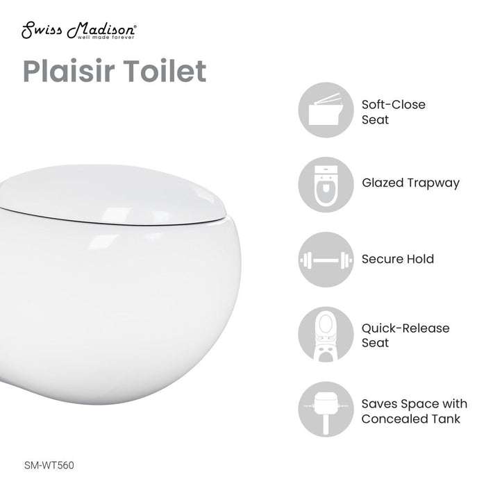 Swiss Madison Plaisir Back to Wall Toilet - SM-WT560