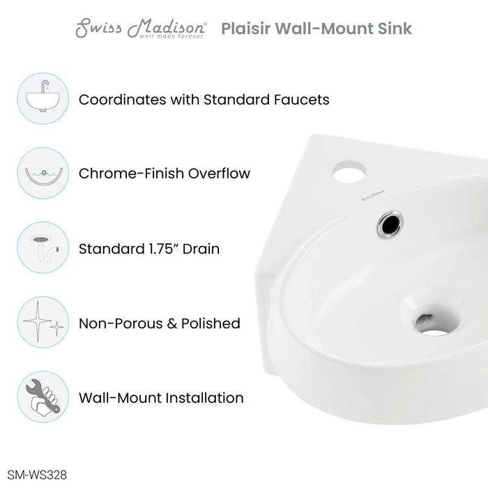 Swiss Madison Plasir Corner Wall Hung Sink - SM-WS328