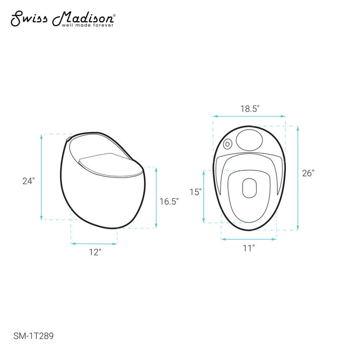 Swiss Madison Plaisir II One-Piece Elongated Toilet Top Flush 1.28 GPF - SM-1T289