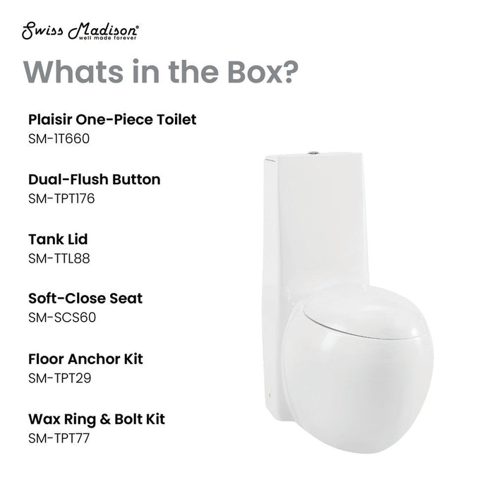 Swiss Madison Plaisir One-Piece Elongated Toilet Dual-Flush 1.1/1.6 gpf - SM-1T660