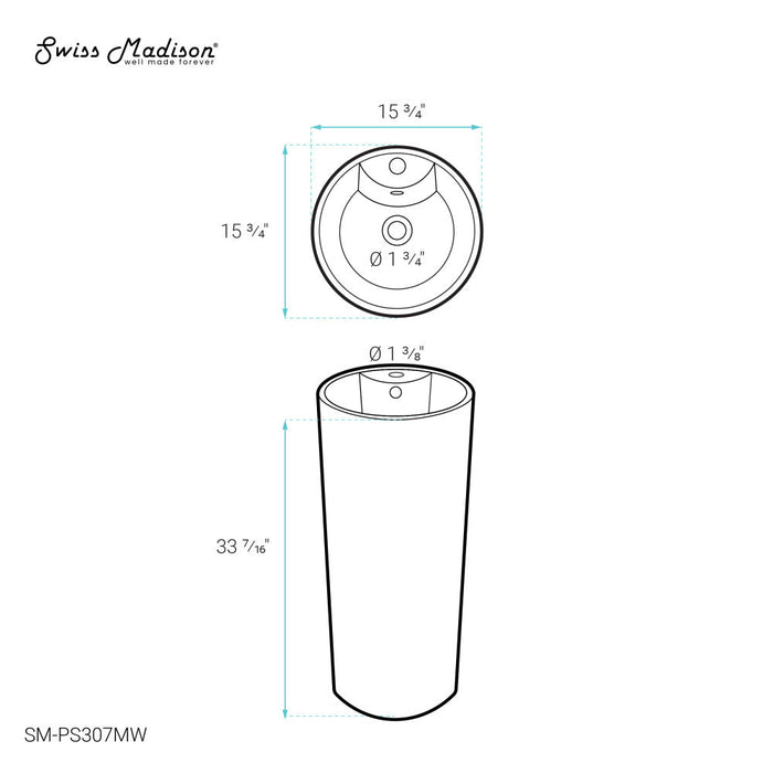 Swiss Madison Plaisir Rounded Basin Pedestal Sink - SM-PS309