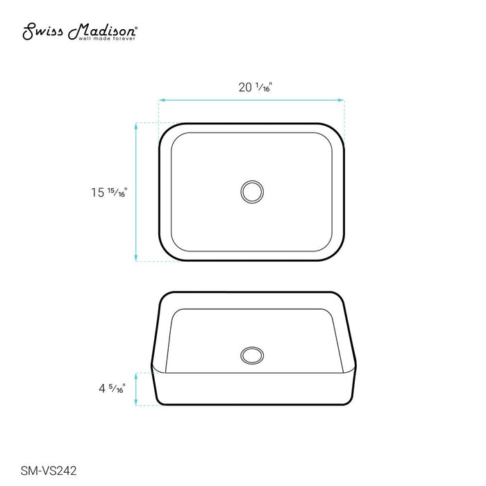 Swiss Madison Concorde Rectangle Ceramic Vessel Sink - SM-VS242