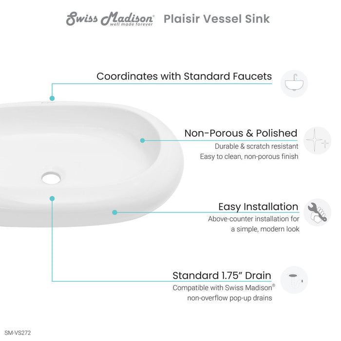 Swiss Madison Plaisir Oval Vessel Sink - SM-VS272