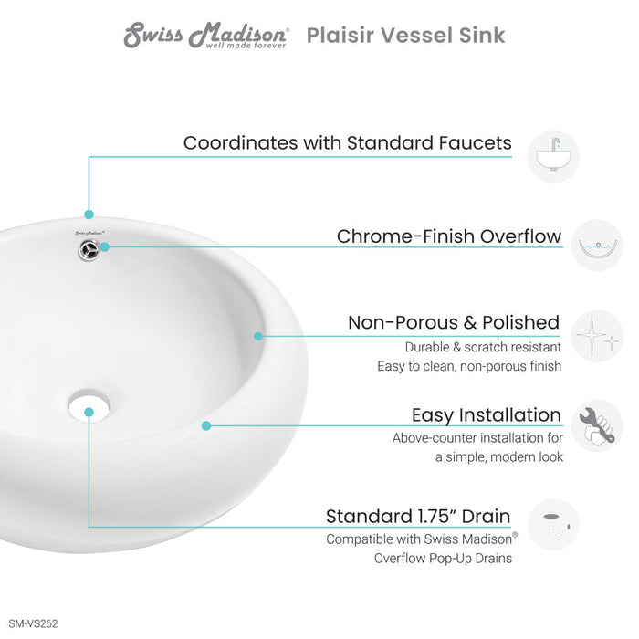 Swiss Madison Plaisir Round Vessel Sink - SM-VS262