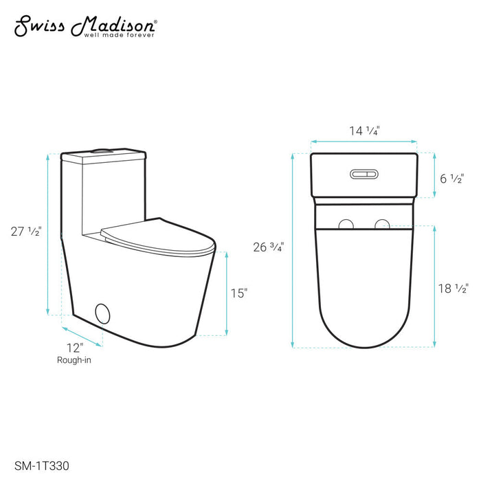 Swiss Madison Liberte One-Piece Elongated Toilet Dual-Flush 1.1/1.6 gpf - SM-1T330