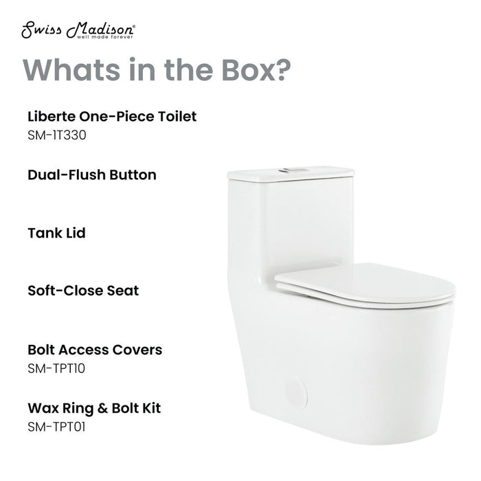 Swiss Madison Liberte One-Piece Elongated Toilet Dual-Flush 1.1/1.6 gpf - SM-1T330