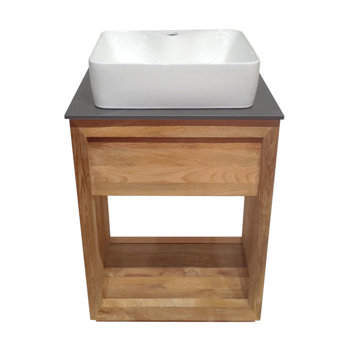 Swiss Madison Rennes 24" Reclaimed Wood Vanity in Natural Teak with Slate Countertop and Single Hole Vessel Sink - SM-BV369TKSL