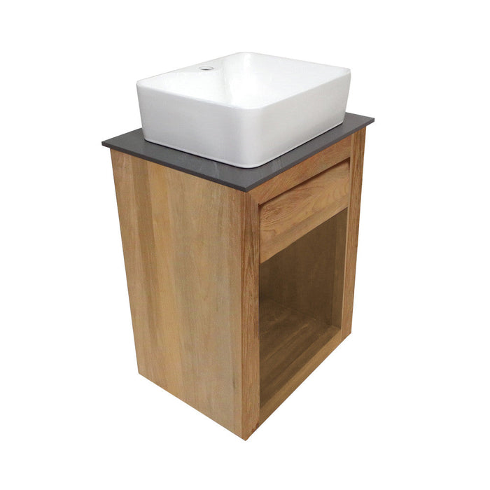 Swiss Madison Rennes 24" Reclaimed Wood Vanity in Natural Teak with Slate Countertop and Single Hole Vessel Sink - SM-BV369TKSL