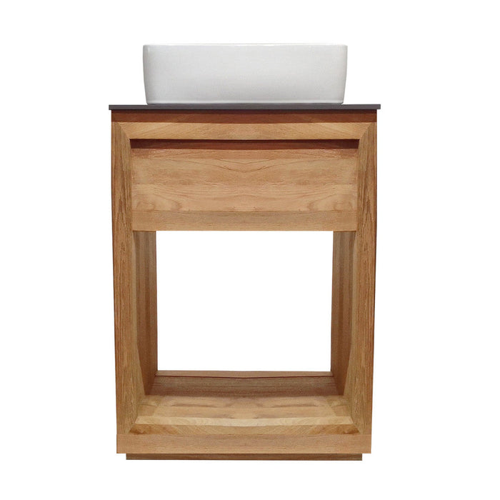 Swiss Madison Rennes 24" Reclaimed Wood Vanity in Natural Teak with Slate Countertop and Single Hole Vessel Sink - SM-BV369TKSL