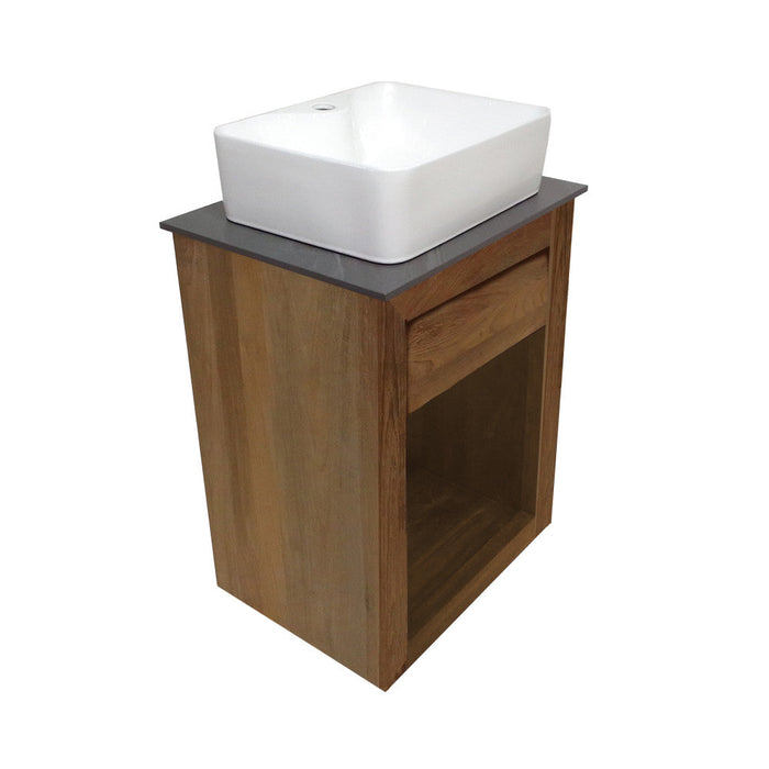 Swiss Madison Rennes 24" Reclaimed Wood Vanity in Walnut with Slate Countertop and Single Hole Vessel Sink - SM-BV369WNSL