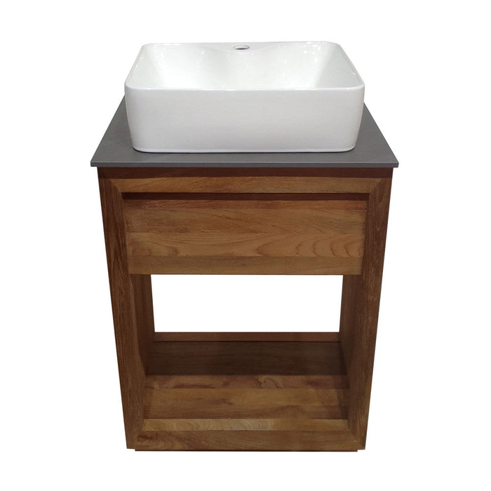 Swiss Madison Rennes 24" Reclaimed Wood Vanity in Walnut with Slate Countertop and Single Hole Vessel Sink - SM-BV369WNSL